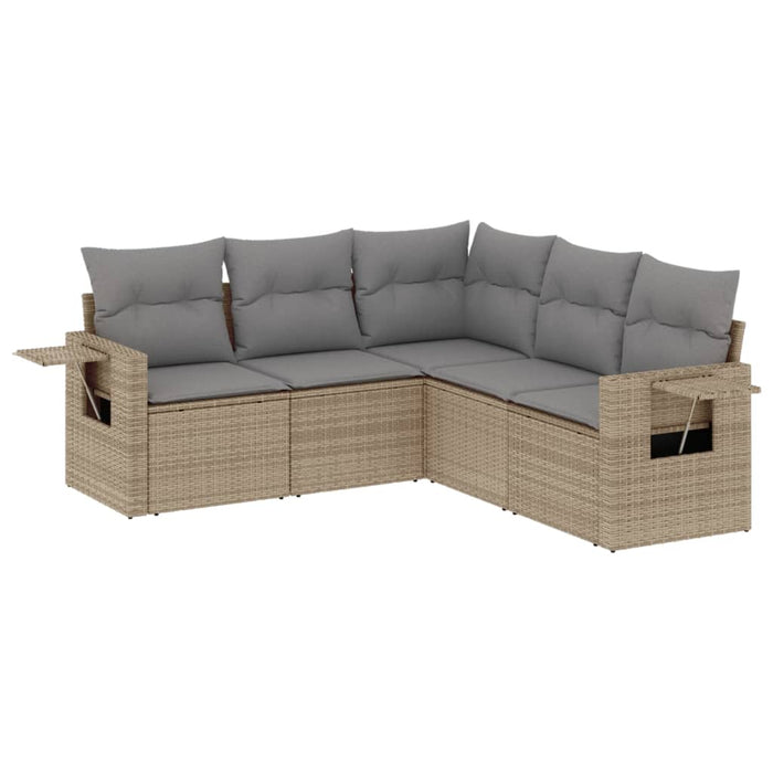 Set canapele de grădină cu perne, 5 piese, bej, poliratan WALTI