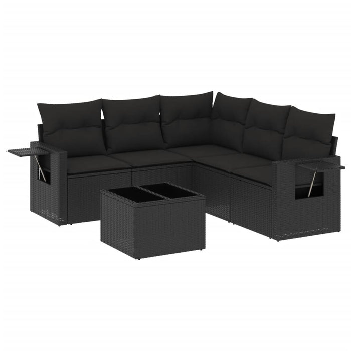 Set mobilier de grădină cu perne, 6 piese, negru, poliratan - WALTI WALTI
