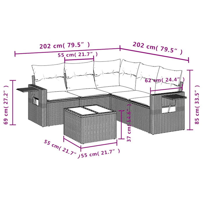 Set mobilier de grădină cu perne, 6 piese, negru, poliratan - WALTI WALTI
