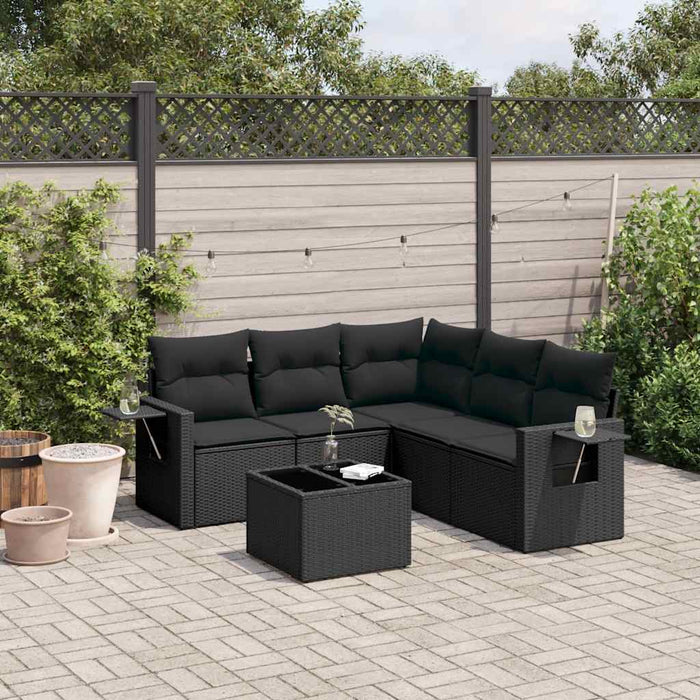 Set mobilier de grădină cu perne, 6 piese, negru, poliratan - WALTI WALTI