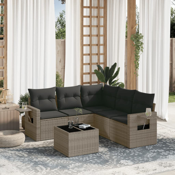 Set mobilier grădină cu perne, 6 piese, gri, poliratan - WALTI WALTI