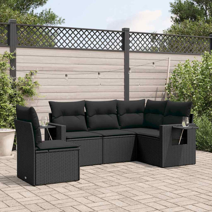Set mobilier de grădină cu perne, 5 piese, negru, poliratan - WALTI WALTI