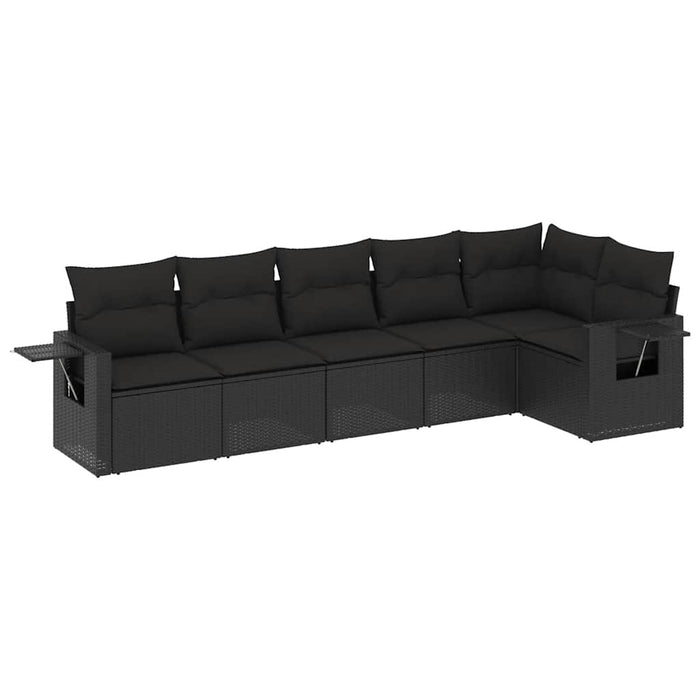 Set mobilier de grădină cu perne, 6 piese, negru, poliratan - WALTI WALTI