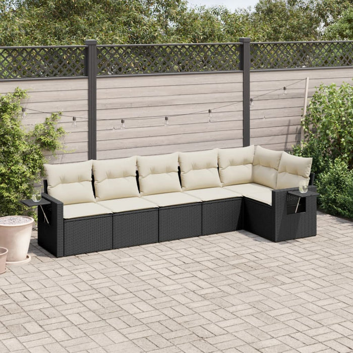 Set mobilier de grădină cu perne, 6 piese, negru, poliratan - WALTI WALTI
