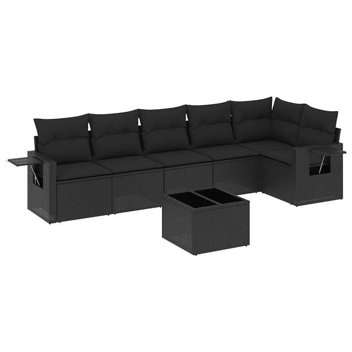 Set canapele de grădină cu perne, 7 piese, negru, poliratan - WALTI WALTI