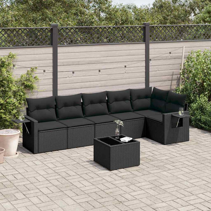 Set canapele de grădină cu perne, 7 piese, negru, poliratan - WALTI WALTI
