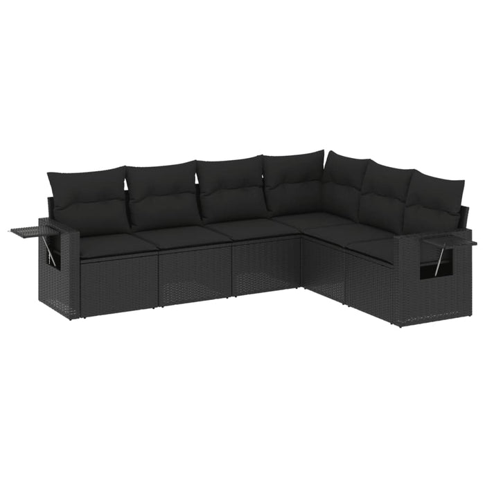 Set mobilier de grădină cu perne, 6 piese, negru, poliratan - WALTI WALTI