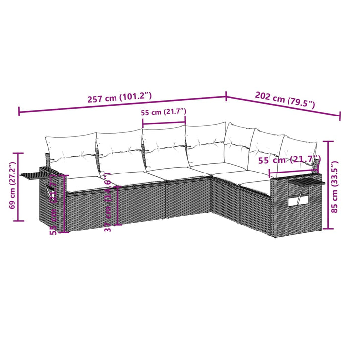 Set mobilier de grădină cu perne, 6 piese, negru, poliratan - WALTI WALTI