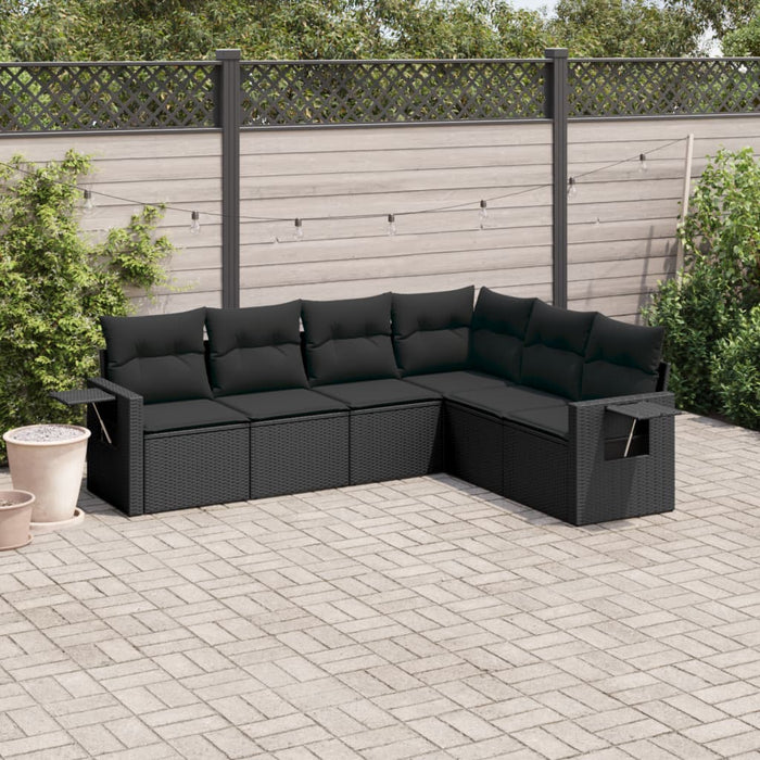 Set mobilier de grădină cu perne, 6 piese, negru, poliratan - WALTI WALTI