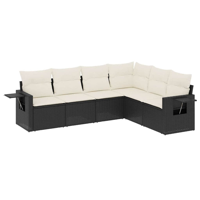 Set mobilier de grădină cu perne, 6 piese, negru, poliratan - WALTI WALTI