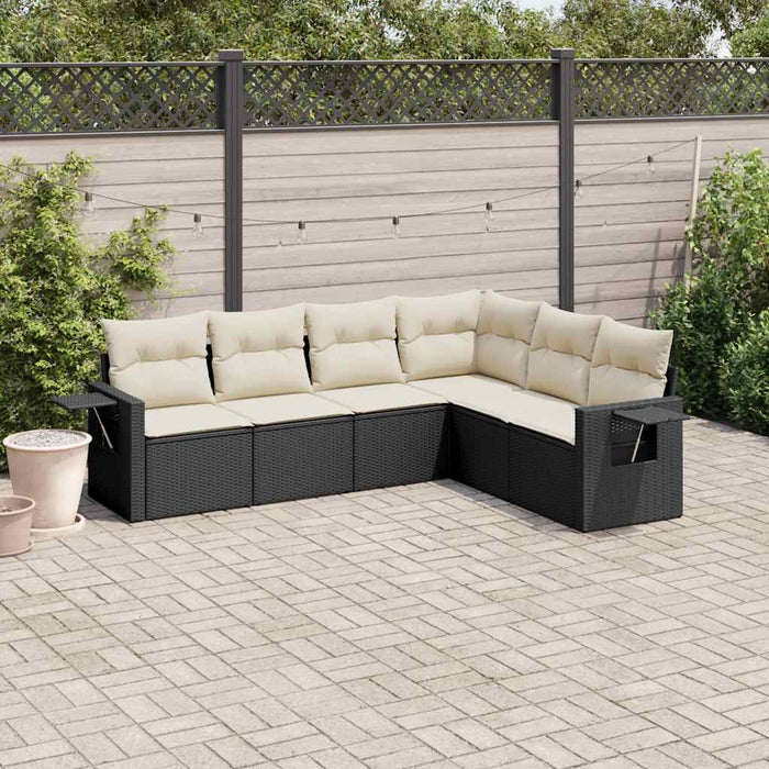 Set mobilier de grădină cu perne, 6 piese, negru, poliratan - WALTI WALTI