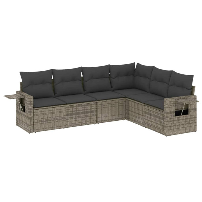 Set mobilier grădină cu perne, 6 piese, gri, poliratan - WALTI WALTI