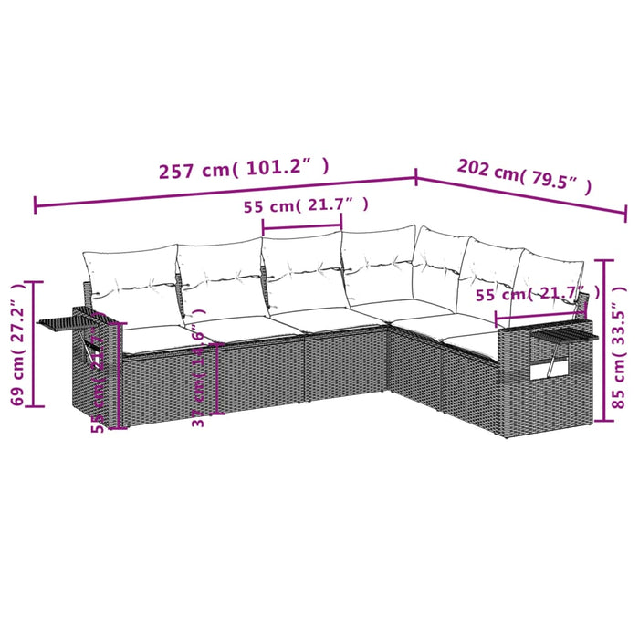 Set mobilier grădină cu perne, 6 piese, gri, poliratan - WALTI WALTI