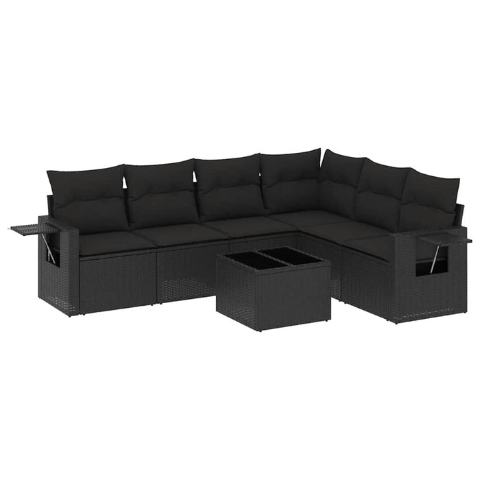 Set canapele de grădină cu perne, 7 piese, negru, poliratan - WALTI WALTI