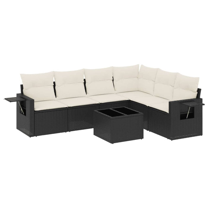 Set canapele de grădină cu perne, 7 piese, negru, poliratan - WALTI WALTI