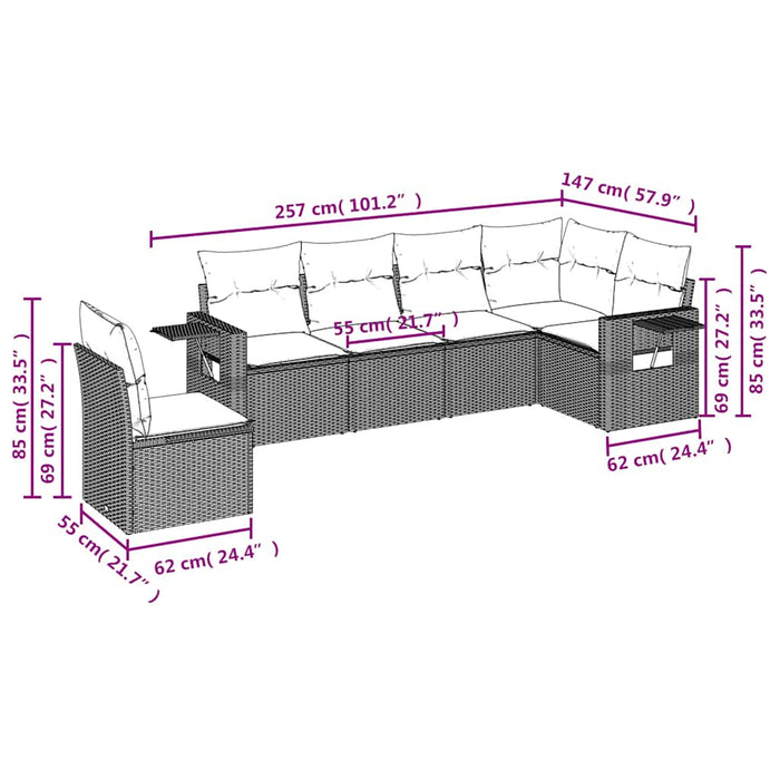 Set mobilier de grădină cu perne, 6 piese, negru, poliratan - WALTI WALTI