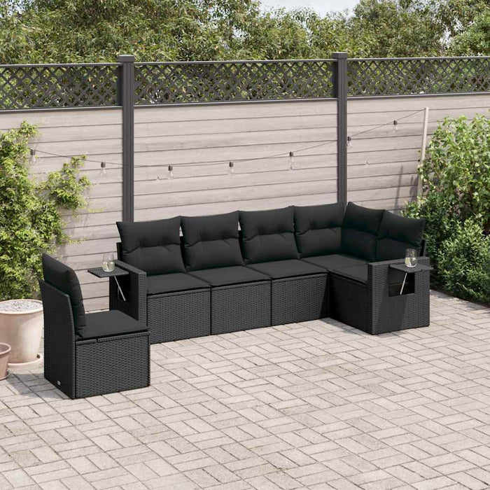 Set mobilier de grădină cu perne, 6 piese, negru, poliratan - WALTI WALTI