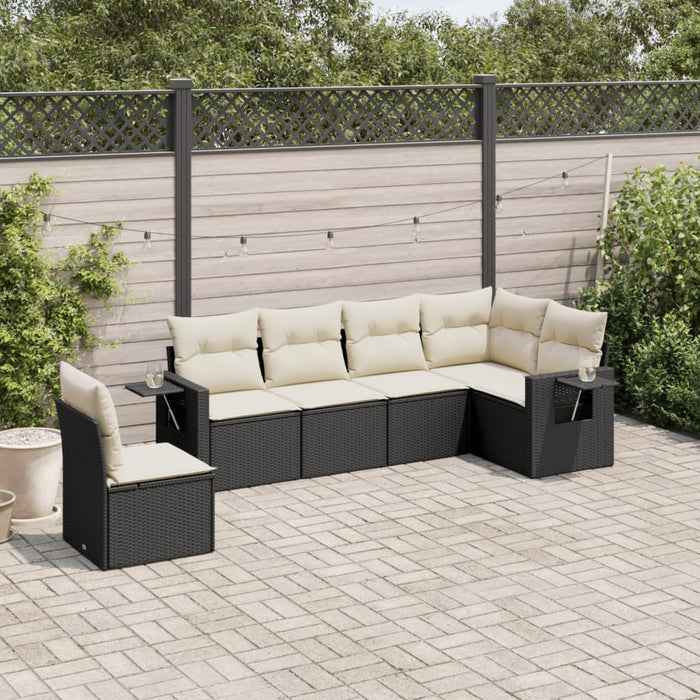 Set mobilier de grădină cu perne, 6 piese, negru, poliratan - WALTI WALTI