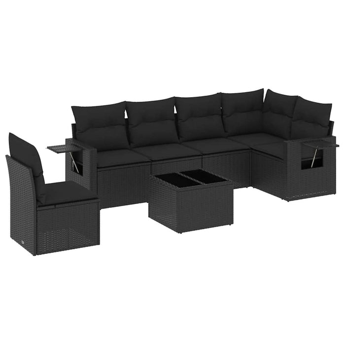 Set canapele de grădină cu perne, 7 piese, negru, poliratan - WALTI WALTI