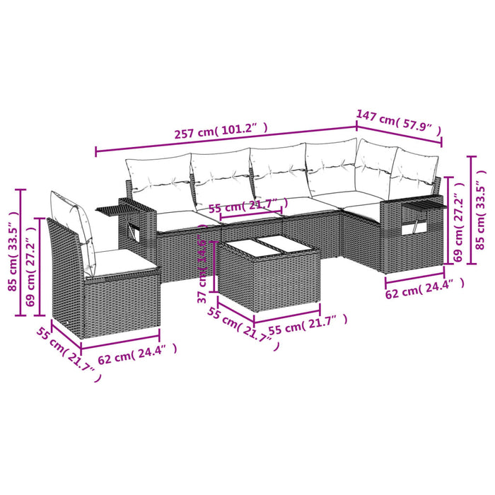 Set canapele de grădină, 7 piese, cu perne, gri, poliratan - WALTI WALTI