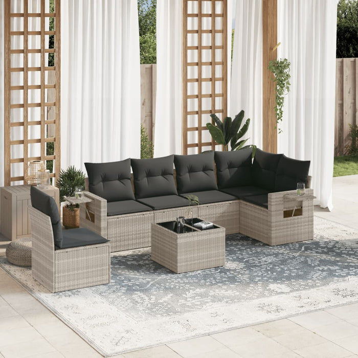 Set canapele de grădină cu perne, 7piese gri deschis poliratan - WALTI WALTI