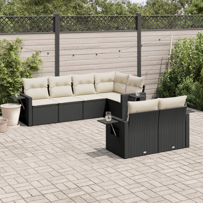 Set canapele de grădină cu perne, 7 piese, negru, poliratan - WALTI WALTI