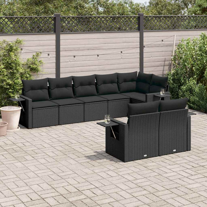 Set mobilier de grădină cu perne, 8 piese, negru, poliratan - WALTI WALTI