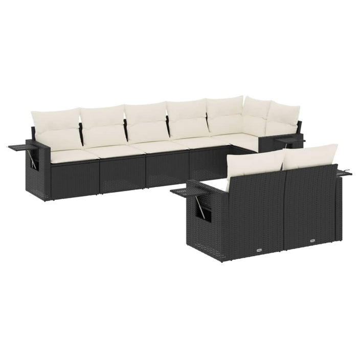 Set mobilier de grădină cu perne, 8 piese, negru, poliratan - WALTI WALTI