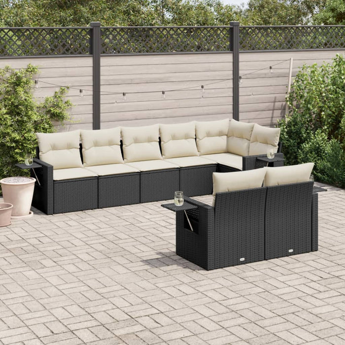 Set mobilier de grădină cu perne, 8 piese, negru, poliratan - WALTI WALTI