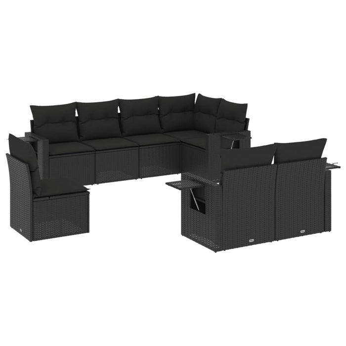 Set mobilier de grădină cu perne, 8 piese, negru, poliratan - WALTI WALTI