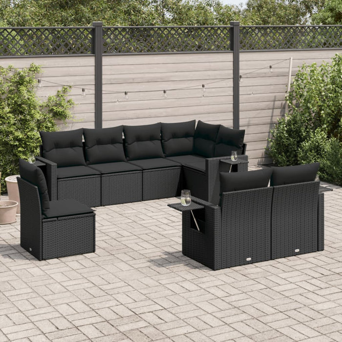 Set mobilier de grădină cu perne, 8 piese, negru, poliratan - WALTI WALTI