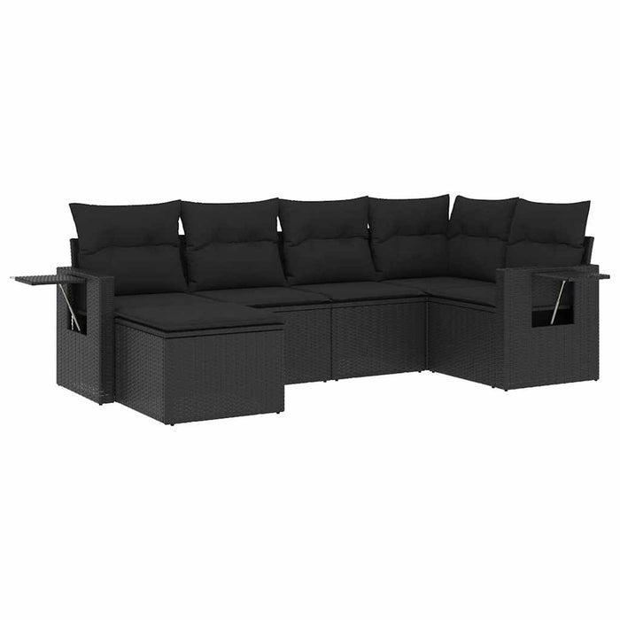 Set mobilier de grădină cu perne, 6 piese, negru, poliratan - WALTI WALTI