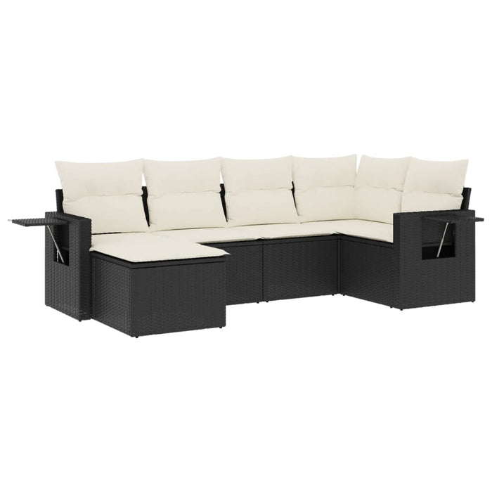 Set mobilier de grădină cu perne, 6 piese, negru, poliratan - WALTI WALTI