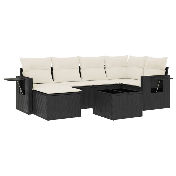 Set canapele de grădină cu perne, 7 piese, negru, poliratan - WALTI WALTI