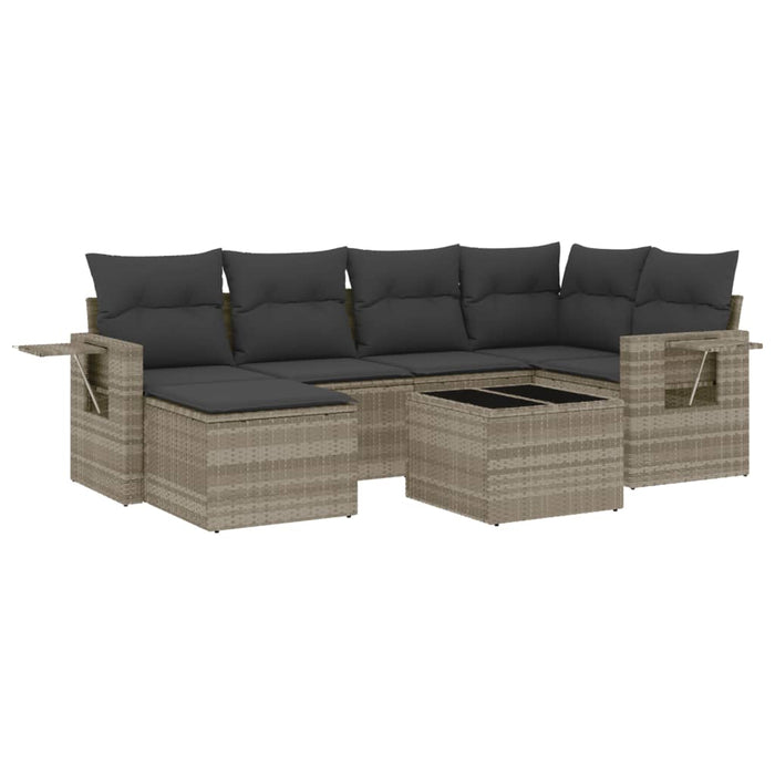 Set canapele de grădină cu perne, 7piese gri deschis poliratan WALTI
