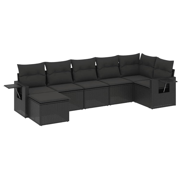 Set canapele de grădină cu perne, 7 piese, negru, poliratan - WALTI WALTI