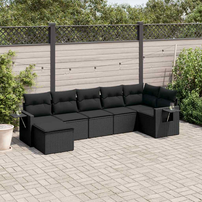 Set canapele de grădină cu perne, 7 piese, negru, poliratan - WALTI WALTI