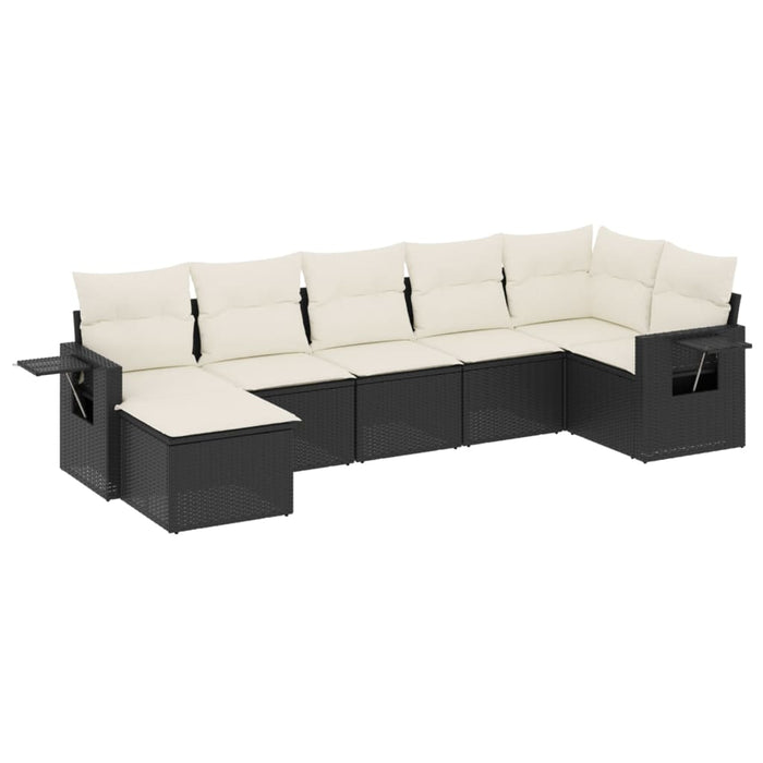 Set canapele de grădină cu perne, 7 piese, negru, poliratan - WALTI WALTI