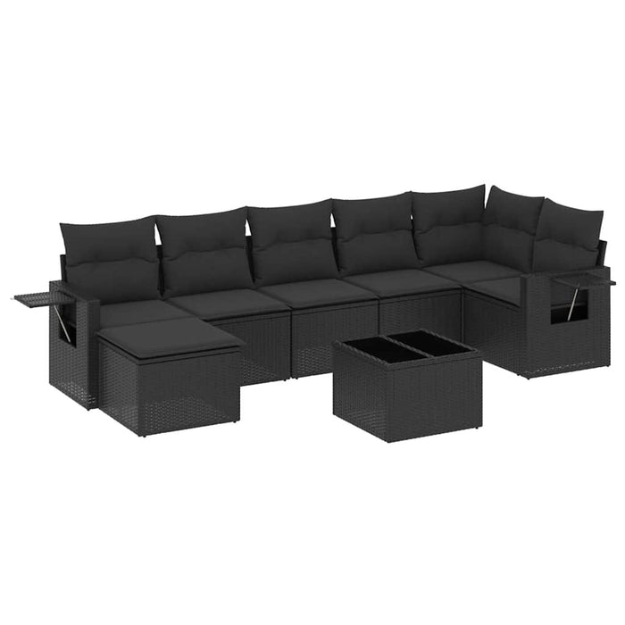Set mobilier de grădină cu perne, 8 piese, negru, poliratan - WALTI WALTI