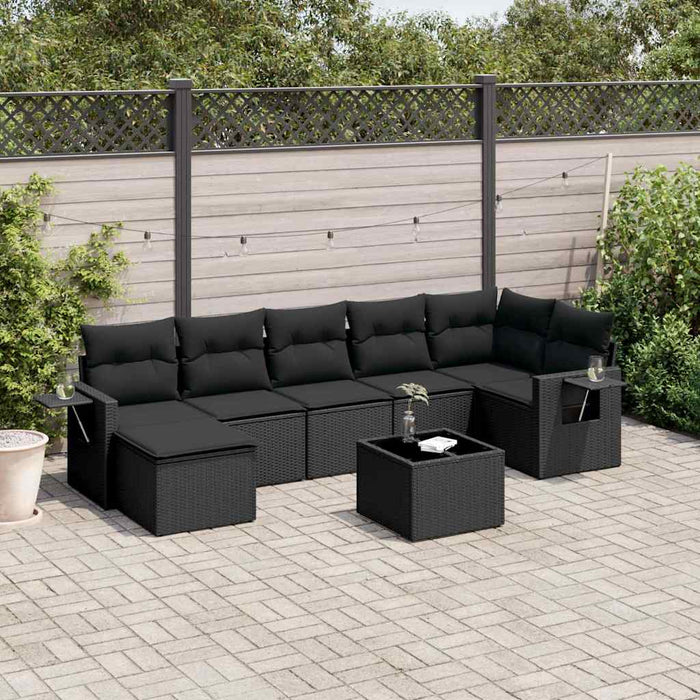 Set mobilier de grădină cu perne, 8 piese, negru, poliratan - WALTI WALTI