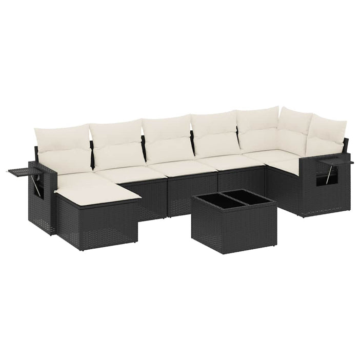 Set mobilier de grădină cu perne, 8 piese, negru, poliratan - WALTI WALTI