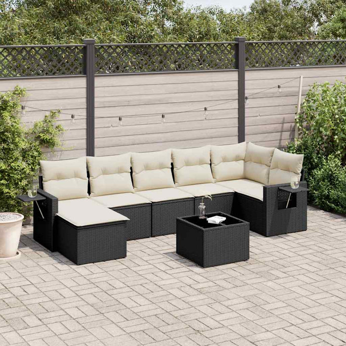 Set mobilier de grădină cu perne, 8 piese, negru, poliratan - WALTI WALTI