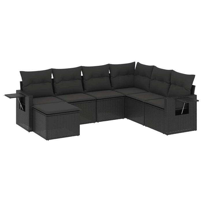 Set canapele de grădină cu perne, 7 piese, negru, poliratan - WALTI WALTI