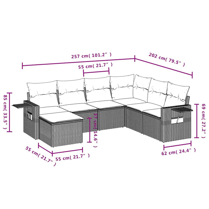 Set canapele de grădină cu perne, 7 piese, negru, poliratan - WALTI WALTI