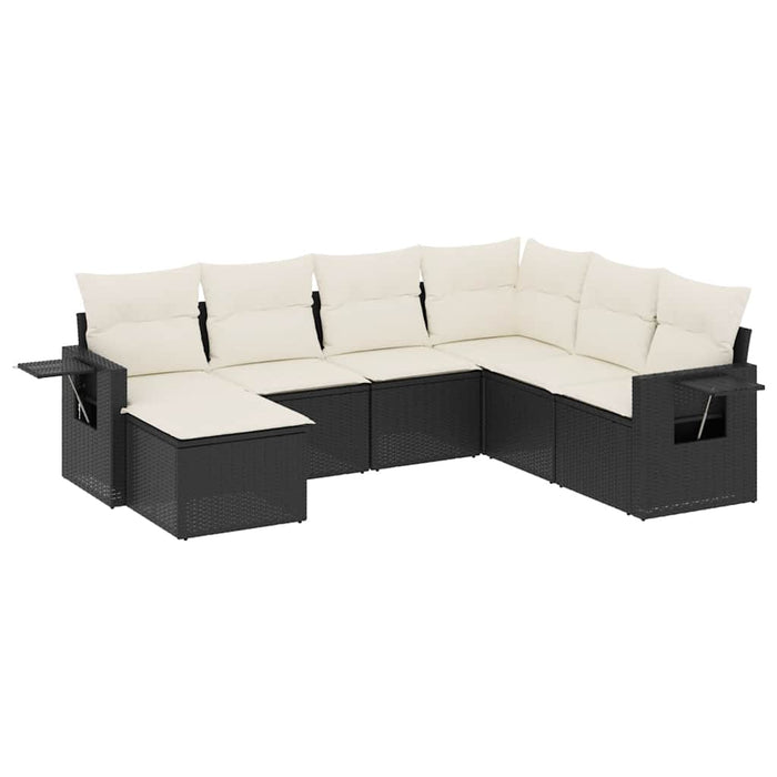 Set canapele de grădină cu perne, 7 piese, negru, poliratan - WALTI WALTI