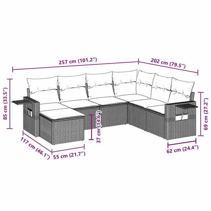 Set canapele de grădină cu perne, 7 piese, negru, poliratan - WALTI WALTI