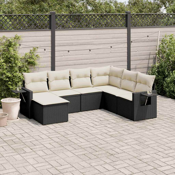 Set canapele de grădină cu perne, 7 piese, negru, poliratan - WALTI WALTI