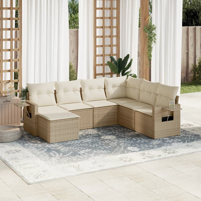 Set canapele de grădină, 7 piese, cu perne, bej, poliratan - WALTI WALTI