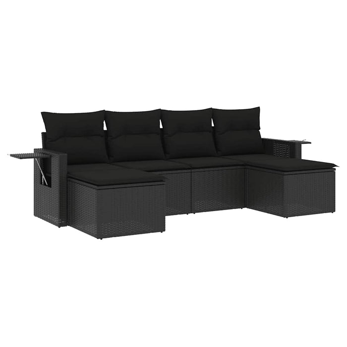 Set mobilier de grădină cu perne, 6 piese, negru, poliratan - WALTI WALTI