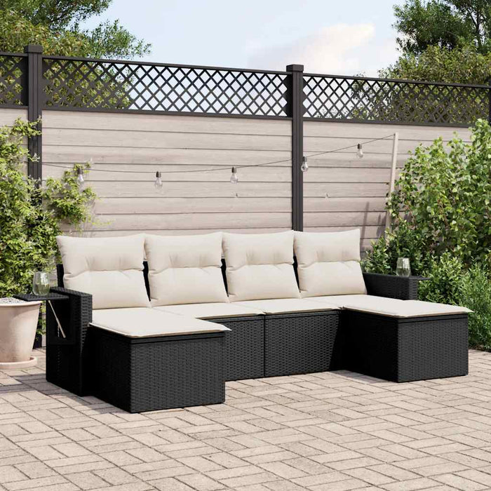 Set mobilier de grădină cu perne, 6 piese, negru, poliratan - WALTI WALTI